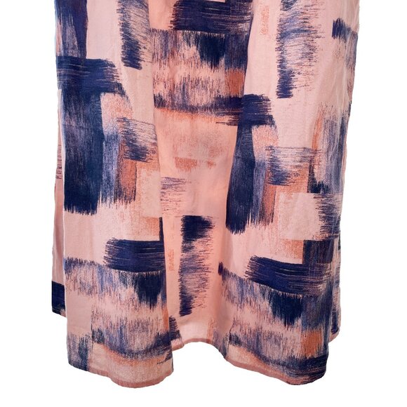 Universal Thread Small Navy Blue Pink Peach Dress Cotton Pockets Puff Sleeves - Picture 9 of 13